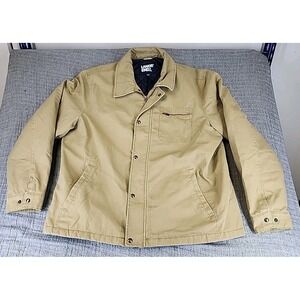 Lands End Quilt Lined Canvas Chore Barn Coat Work Jacket Mens XXL Tan Primaloft